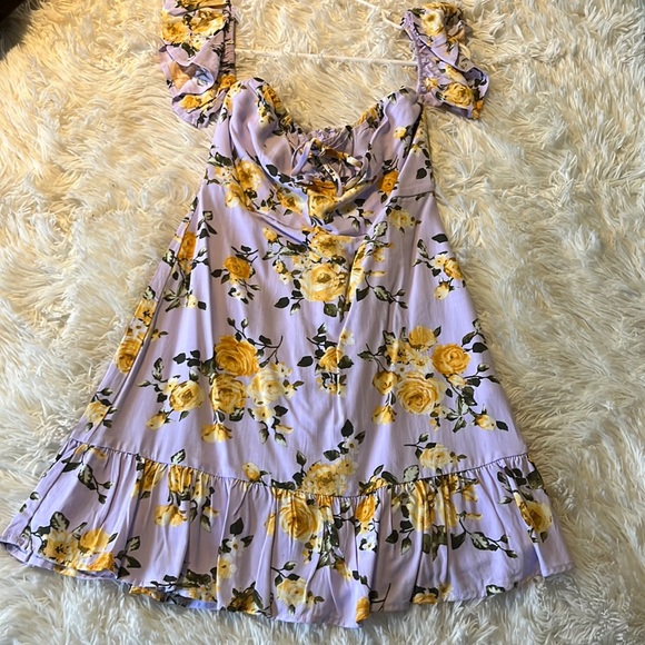 open lace back dress Mint Off-Shoulder Floral Ruffle Mini Dress main image 0
